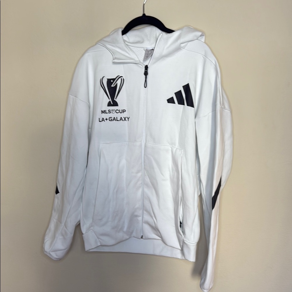 Adidas White LA Galaxy MLS Cup Zip Up Hoodie